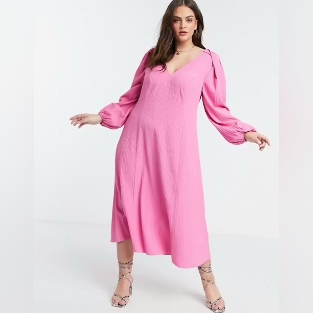 ASOS Design Curve Trapeze Midi Dress with Lace Up Back